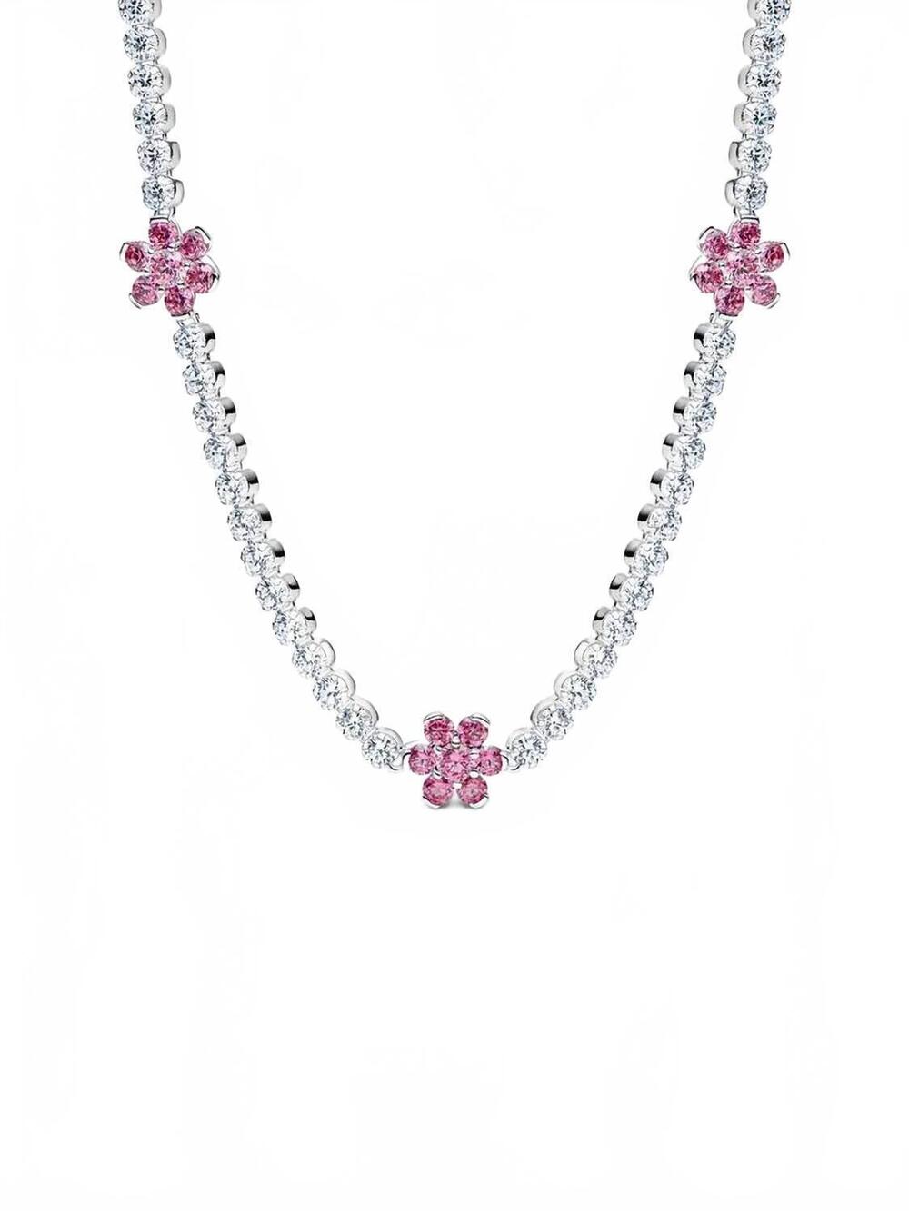 NEW PANDORA flower tennis necklace in silver
